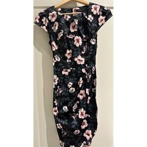 ANGELEYE LONDON Floral Cap‎ Sleeve Knee Length Sheath Dress Women's US 4 wedding